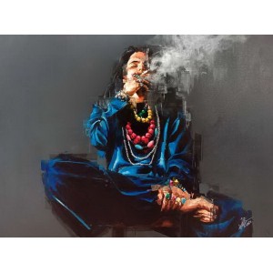 Khalid Khan-Kaay, 46 x 60 Inch, Acrylic on Canvas, Figurative Painting, AC-KHKN-072